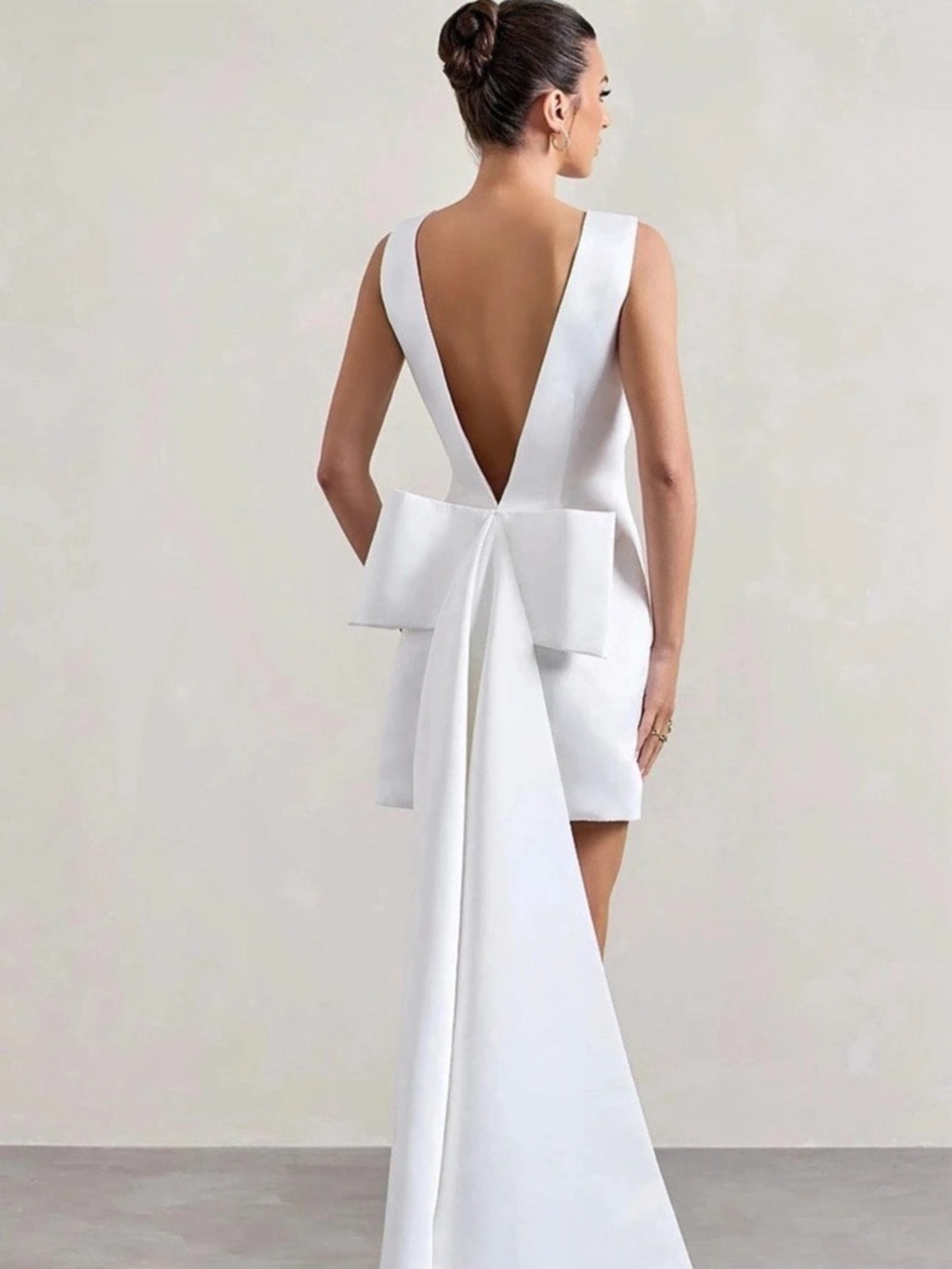 Club L London Peace White Satin Mini Dress With Drape Detail White US 4